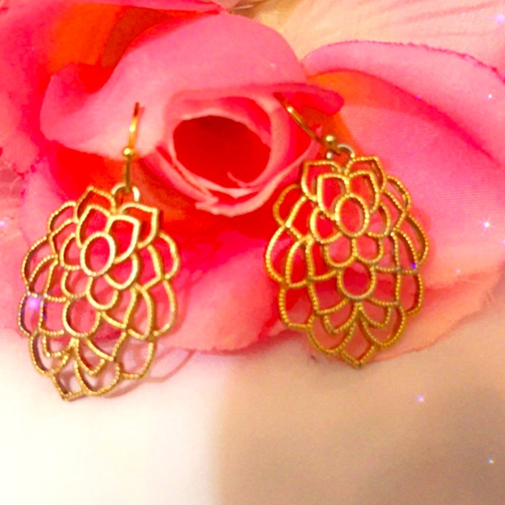 Mandala gold tone earrings hypoallergenic nickel fee